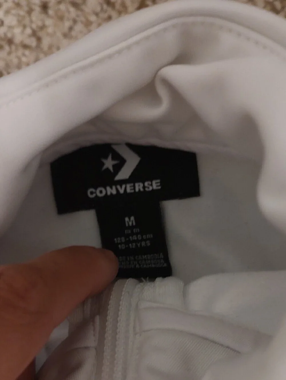 Converse White Bomber Jacket with Leopard-Trimmed Sleeves